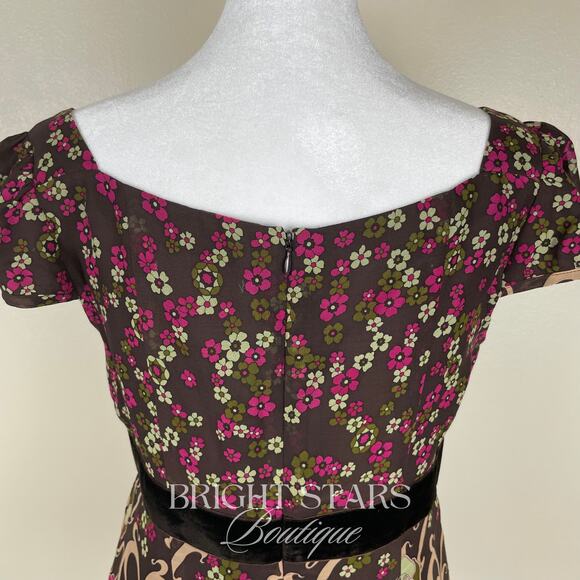 Rare Vintage Silk Floral Top ASO Rory Gilmore Girls Brown Pink Blouse - Picture 10 of 10